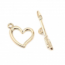 Fermoirs Toggle Motif C&oelig;ur et Fl&egrave;che Plaqu&eacute; Or 16K N&deg;01