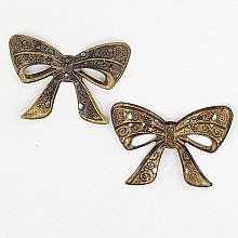 Breloque N&oelig;ud N&deg;06 pendentif, connecteur noeud filigrane en m&eacute;tal fin bronze 39 x 26 mm