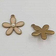 Fleur M&eacute;tal &Eacute;maill&eacute; 26 mm Cr&egrave;me