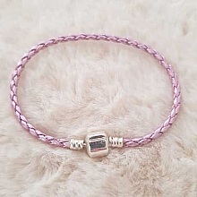 Bracelet Clip Europ&eacute;en tress&eacute; Uni 02 DU 15 AU 23 CM Mauve Argent&eacute;