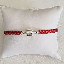 Bracelet Clip Europ&eacute;en tress&eacute; Uni 03 DU 15 AU 23 CM Rouge