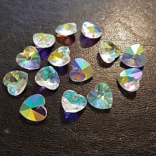 Breloque Pendentif en verre facett&eacute; Coeur N&deg;01-03