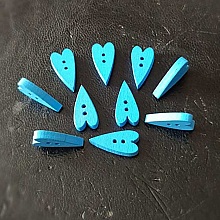 Bouton bois coeur bleu N&deg;02-01