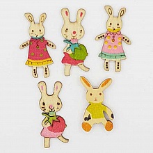Bouton bois lapin N&deg;01-05 x 5 pi&egrave;ces