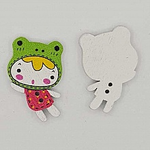 Bouton bois fille rouge N&deg;01-02