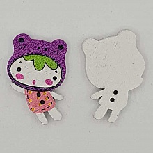 Bouton bois fille mauve N&deg;01-03