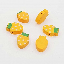 Perle bois forme fraise orange N&deg;01-07