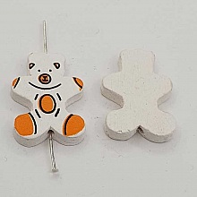 Perle bois forme ours blanc N&deg;01-06.