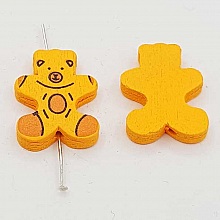 Perle bois forme ours orange N&deg;01-07.
