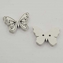 Bouton bois papillon blanc N&deg;01-01