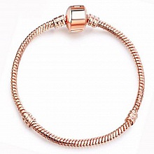 Bracelet Clip Europ&eacute;en 17cm fermoir Lisse Dor&eacute; Ros&eacute;