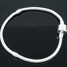 Bracelet Clip Europ&eacute;en 16 cm fermoir Lisse Plaqu&eacute; Argent 925