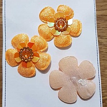 Lot 3 fleurs 5 p&eacute;tales Tissus Orange