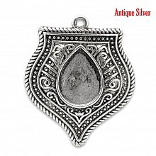 Support Cabochon Goutte N&deg;01 Argent Vieilli