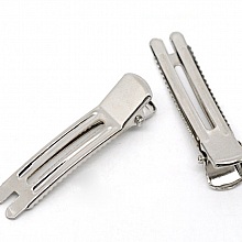 Lot de 30 &eacute;pingles cheveux pinces barrettes crocodiles - couleur argent 47 mm x 12 mm.