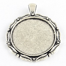 2 supports cabochons de 30mm argent, pendentifs cabochons 11AS