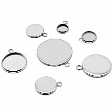 Support cabochon rond 16 mm Acier Inoxydable N&deg;05 Anneau Ouvert