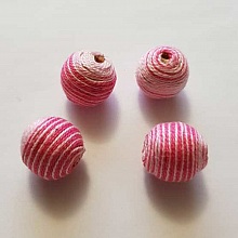Perle tiss&eacute; en fil 19 mm Rose