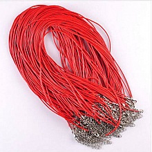 10 Colliers cordons simili cuir diam&egrave;tre 1.5 mm 40 cm Z6-05-3 Rouge 
