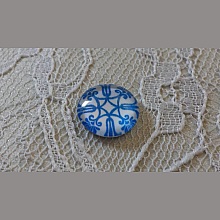 cabochon rond en verre 12mm fleur bleu 035 
