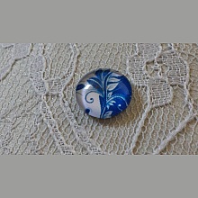 cabochon rond en verre 12mm fleur bleu 033 