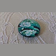 cabochon rond en verre 25mm fleur 01-036 