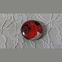 cabochon rond en verre 25mm fleur 01-027 