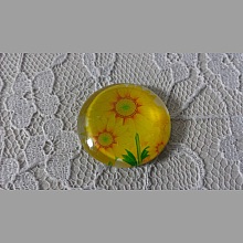 cabochon rond en verre 25mm fleur 01-012 