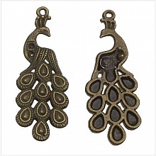 Breloque Paon en m&eacute;tal bronze-02 Pendentif Paon 
