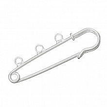 Support Broche &Eacute;pingle &agrave; Nourrice Argent&eacute; 3 anneaux 50x15 mm N&deg;002-par1 