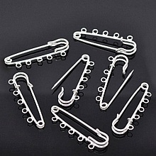 Lot 30 Supports Broches &Eacute;pingle &agrave; Nourrice Argent&eacute; 5 anneaux 50x15 mm N&deg;001