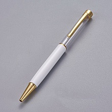 Stylo &agrave; d&eacute;corer de perles tube vide &agrave; customiser dor&eacute; blanc x 1 pi&egrave;ce