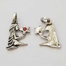 Breloque Signe Zodiaque Vierge M&eacute;tal Argent&eacute; N&deg;03 avec strass