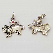 Breloque Signe Zodiaque Lion M&eacute;tal Argent&eacute; N&deg;03 avec strass
