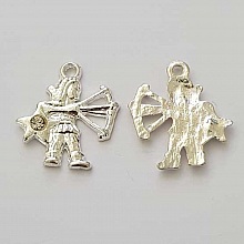 Breloque Signe Zodiaque Sagittaire M&eacute;tal Argent&eacute; N&deg;04 avec strass