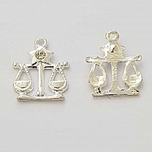 Breloque Signe Zodiaque Balance M&eacute;tal Argent&eacute; N&deg;04 avec strass