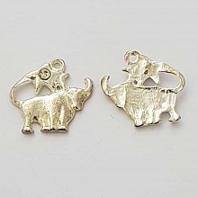Breloque Signe Zodiaque Taureau M&eacute;tal Argent&eacute; N&deg;04 avec strass