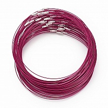 1 collier tour de cou fil c&acirc;bl&eacute; rigide violet rouge fermoir &agrave; visser N&deg;01