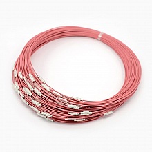 1 collier tour de cou fil c&acirc;bl&eacute; rigide rose fermoir &agrave; visser N&deg;01