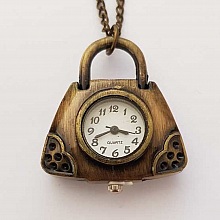 Montre Gousset Sac Bronze Antique avec Cha&icirc;ne