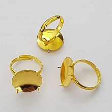 Support de bague r&eacute;glable avec plateau 4 griffes argent&eacute; N&deg;02 Dor&eacute;