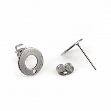 Support Boucle d'oreille puce ronde 10 mm en acier inoxydable N&deg;04 Argent
