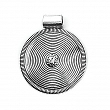 Pendentif N&deg;001-E en Alliage Rond Fleur Creux Argent Vieilli 81 mm x 68 mm