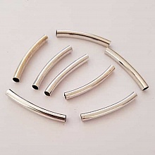 Perle Tube Courb&eacute; N&deg;04 Argent Vieilli 38 mm