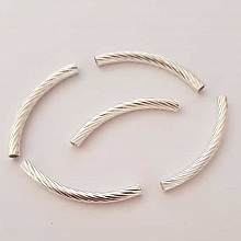 Perle Tube Courb&eacute; N&deg;06 Argent 44 mm Tube Vrill&eacute;