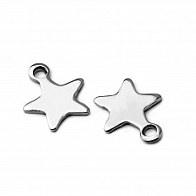 5 Breloques en Acier Inoxydable &eacute;toile argent 8.5 x 10.5mm
