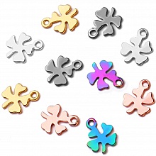 5 Breloques en Acier Inoxydable fleur N&deg;03 dor&eacute; 10.5 x 8mm