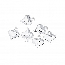 5 Breloques Acier inoxydable Argent Clair C&oelig;ur N&deg;02