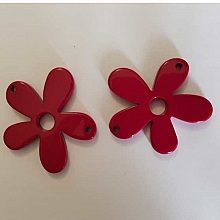 Fleur r&eacute;sine Galastyl 5 p&eacute;tales 2 trous 58 mm Bordeaux Clair