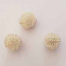 Lot de 3 Perles rondes fil de fer m&eacute;tal fantaisies 16 mm Argent